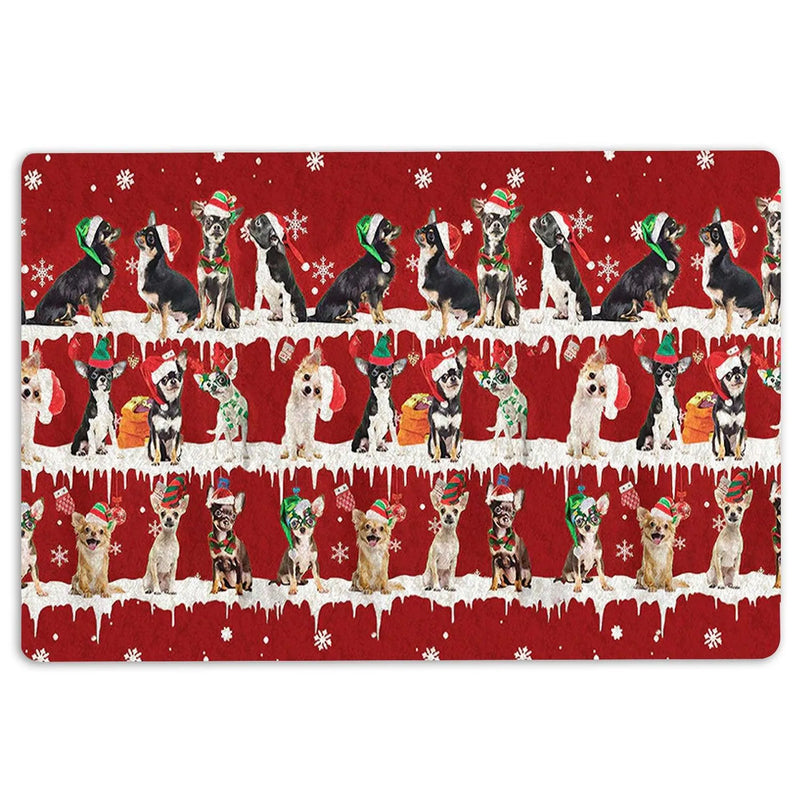 Snowflake Tree Dog Doormat, Chihuahua Christmas Doormat, Merry Christmas Entryway Doormat, Dog Lover Welcome Mat, Holiday Decor Present