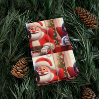 Festive Holiday Scene Gift Wrap, Animated Santa Claus Wrapping Paper, Adorable Christmas Wrapping Paper, Winter Holiday Gift Wrap Paper Roll