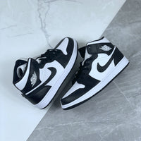 Mid Top Sneakers, White Black Colorway, Lace Up Design, Casual Gift for Sneaker Fans