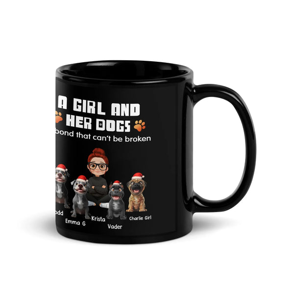 Girl and Her Dogs Coffee Mug, Personalized Dog Mom Ceramic Mug, Custom Pet Lover Christmas Mug, 11oz 15oz Ceramic Coffee Cup 