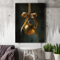 Elegant Holiday Bauble Canvas Print, Gold Christmas Ornament Wall Art, Seasonal Xmas Canvas Art, Winter Canvas Decor, Holiday Wall Art Present