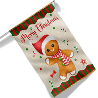 Double Sided Holiday Yard Flag, Gingerbread Man Christmas Garden Flag, Adorable Winter Cookie Flag, Festive Seasonal Outdoor Lawn House Decor
