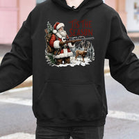 Humorous Deer Rifle Graphic Sweatshirt, Tis the Season Santa Hunting Hoodie, Retro Hunting Christmas Hooded Sweater, Hunter Graphic Xmas Hoodie