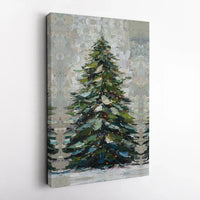 Impasto Textured Oil Painting Decor, Christmas Tree Canvas Wall Art Print, Comfy Winter Holiday Poster, Digital Download Present