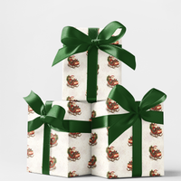 Christmas Sleigh Gift Wrap, Vintage Santa Wrapping Paper, Retro Holiday Present Paper, Traditional Xmas Gift Wrap Roll