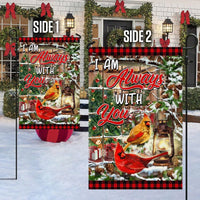 Double Sided Memorial Yard Flag, Cardinal Christmas Garden Flag I Am Always with You, Remembrance Holiday Lawn Flag, Bereavement Present