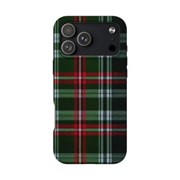 Red and Green Tartan Holiday Phone Case, Christmas Plaid iPhone Case, Dual Layer Winter Cover, Festive Check Phone Case, Xmas