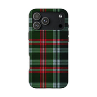 Red and Green Tartan Holiday Phone Case, Christmas Plaid iPhone Case, Dual Layer Winter Cover, Festive Check Phone Case, Xmas Seasonal Present