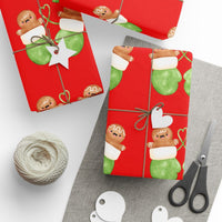 Adorable Holiday Gift Wrap, Gingerbread Man Wrapping Paper, Christmas Gingerbread Wrapping Paper, Winter Mitten Gift Wrap, Festive Present Paper