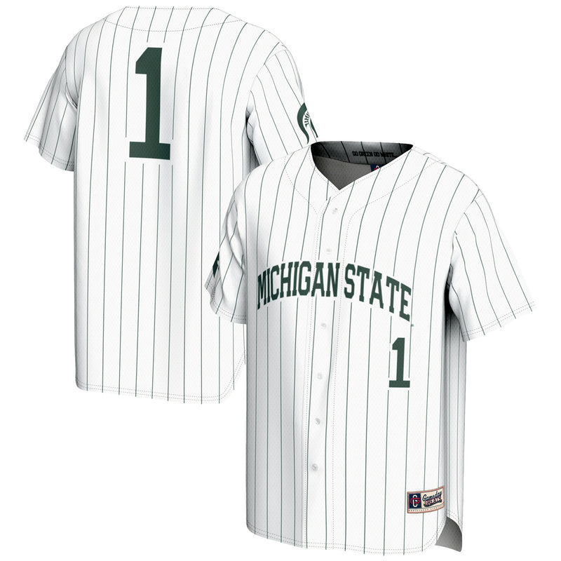 #1 Michigan State Spartans Lightweight Baseball Jersey - White