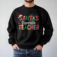 Humorous Christmas Teacher Shirt, Santa's Favorite Teacher Sweatshirt, Holiday Classroom Crewneck, Winter School Pullover, Xmas Teacher Present