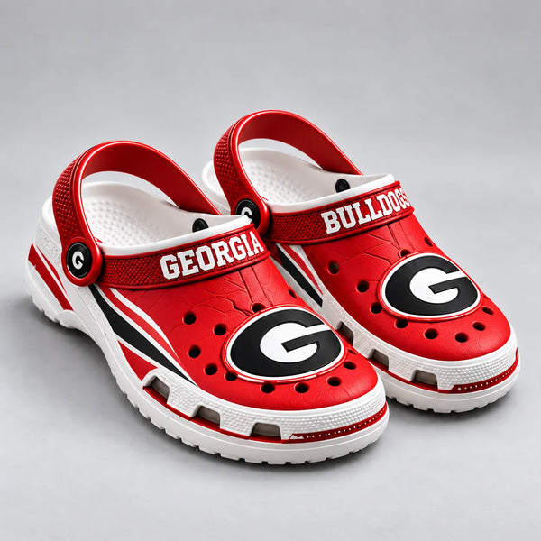 UGA Red and White - Bold Team Spirit Clogs - main