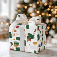 Brush Stroke Holiday Gift Wrap, Abstract Christmas Wrapping Paper, Modern Red Green Present Wrap, Festive Xmas Wrapping Paper Roll