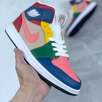 Mid Top Sneakers, Multicolor Colorway, Lace Up Design, Casual Gift for Sneaker Fans