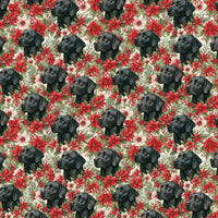 Poinsettia Floral Dog Gift Wrap, Black Labrador Christmas Wrapping Paper, Black Lab Puppy Wrapping Paper, Dog Lover Holiday Gift Wrap Roll