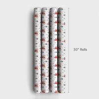 Winter Forest Gift Wrap, Santa on Bicycle Wrapping Paper, Watercolor Christmas Wrapping Paper, Holiday Gift Wrap, Xmas Present Wrap