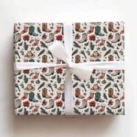 Cowboy Boots Holiday Gift Wrap, Western Christmas Wrapping Paper, Rustic Country Winter Wrapping Paper, Rodeo Christmas Gift Wrap Paper