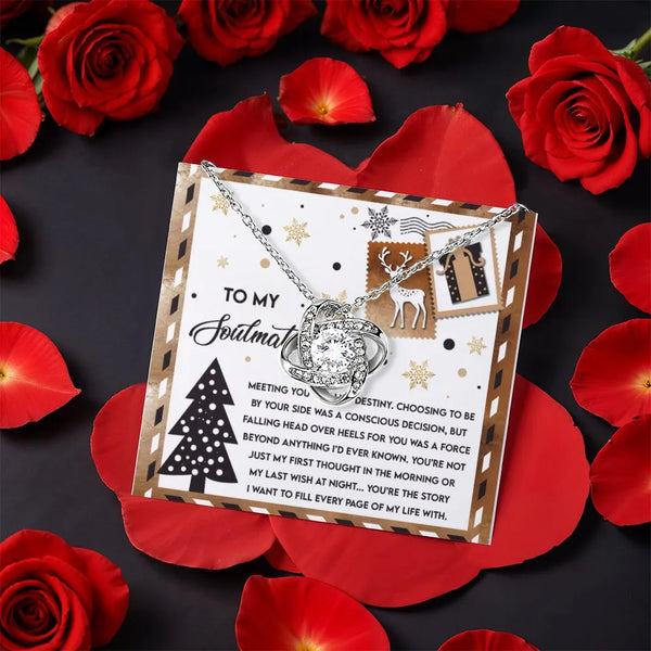 Sparkling CZ Crystal Knot Necklace, Soulmate Love Knot Necklace, Romantic Rose Box Pendant Necklace, Christmas Anniversary Pr