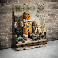 Rustic Holiday Wall Decor, Gingerbread Family Christmas Canvas Print, Farmhouse Winter Bakery Poster, Comfy Digital Download Xmas Present