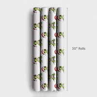 Santa Hat Lizard Gift Wrap Roll, Green Gecko Christmas Wrapping Paper, Adorable Reptile Holiday Wrapping Paper, Animal Lover Xmas Gift Wrap