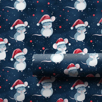 Adorable Santa Hat Mouse Gift Wrap, Christmas Mice Wrapping Paper, Holiday Mice Wrapping Paper, Whimsical Winter Animal Gift Wrapping Paper