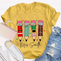 Custom Name Snowflakes Lights Graphic Tee, Personalized Christmas Shirt, Matching Family Holiday T-Shirt, Merry Christmas Season Apparel