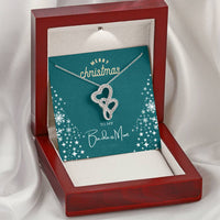 Interlocking Hearts Pendant, Double Heart Necklace for Mom, Christmas Heart Necklace for Her, Sentimental Mother Jewelry Present