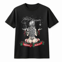 Naughty Holiday Graphic Tee, Milwaukee Christmas Pinup T-Shirt, Retro Xmas Pin Up Shirt, Humorous Secret Santa Top, Festive Holiday Present