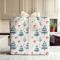 Snowy Pine Tree Gift Wrap, Watercolor Christmas Trees Wrapping Paper, Watercolor Pine Tree Wrapping Paper, Holiday Present Gift Wrap Roll