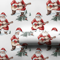 Acoustic Guitar Santa Wrapping Paper, Watercolor Santa Guitar Wrapping Paper, Musician Christmas Wrapping Paper, Holiday Gift Wrap Roll