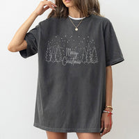 Minimalist Winter Forest Graphic Tee, Merry Christmas Tree T-Shirt, Festive Holiday Pine Tree Shirt, Adorable Xmas Christmas Tree T-Shirt Present