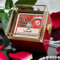CZ Crystal Love Knot Pendant, Soulmate Love Knot Necklace, Rotating Rose Box Knot Necklace, Romantic Christmas Anniversary Present for Her