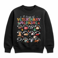 Retro Vet Tech Christmas Crewneck, 12 Days of Veterinary Medicine Sweatshirt, Humorous Animal Doctor Sweater, Holiday Vet Clinic Present Pullover