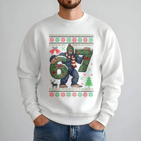 Humorous Sasquatch Christmas Sweatshirt, Bigfoot 67 Christmas Sweatshirt, Ugly Pattern Holiday Sweatshirt, Winter Sasquatch Crewneck Sweater