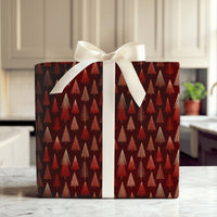 Burgundy Christmas Gift Wrap, Modern Gold Tree Wrapping Paper, Elegant Geometric Holiday Wrapping Paper