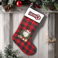 Calico Kitty Santa Hat Stocking, Personalized Cat Christmas Stocking, Custom Pet Christmas Stocking, Velboa Holiday Decor for Cat Lovers