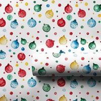 Festive Holiday Baubles Gift Wrap, Watercolor Christmas Ornament Wrapping Paper, Colorful Xmas Wrapping Paper, Winter Present Wrap