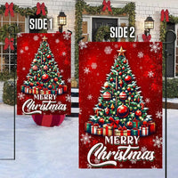 Merry Christmas Holiday Yard Flag, Christmas Tree Garden Flag, Festive Winter Outdoor Decor, Double Sided Lawn Banner