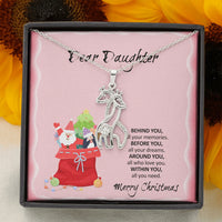 14K White Gold Sparkling Cubic Zirconia Pendant, Giraffe Necklace for Daughter, Heartfelt Giraffe Jewelry, Christmas Keepsake Present