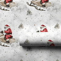 Watercolor Winter Gift Wrap, Cool Santa Sunglasses Snowmobile Wrapping Paper, Fun Christmas Wrapping Paper, Holiday Present Paper
