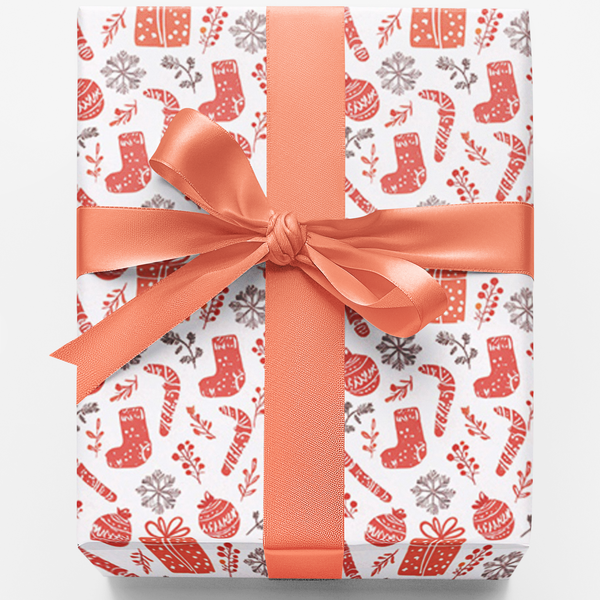 Christmas Ornament Holiday Gift Wrap, Candy Cane Wrapping Paper, Festive Candy Cane Wrapping Paper, Classic Winter Holiday Wr