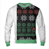 Nordic Pattern Holiday Sweater, Red Letter R Ugly Christmas Sweatshirt, Monogram R Christmas Sweatshirt, Festive Xmas Sweatshirt Present
