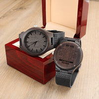 Sandalwood Leather Strap Watch, Mom to Son Engraved Wooden Watch, Japanese Quartz Timepiece, Son Birthday Christmas Keepsake Present