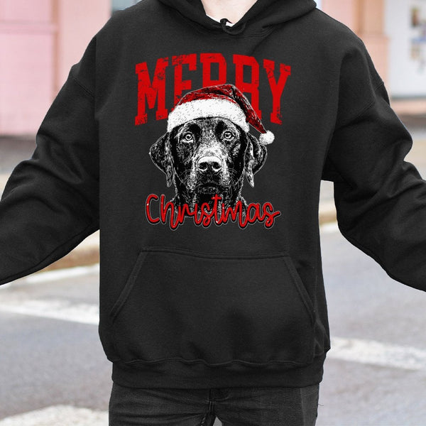 Santa Hat Black Lab Hoodie, Black Labrador Christmas Hoodie, Adorable Holiday Dog Mom Sweatshirt, Festive Retriever Winter Pu