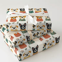 Adorable Dog Christmas Gift Wrap, Dogs in Ugly Sweaters Wrapping Paper, Frenchie Pug Holiday Wrapping Paper, Festive Pet Lover Gift Wrap Roll