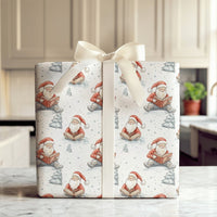 Comfy Winter Holiday Gift Wrap, Santa Reading Book Wrapping Paper, Watercolor Santa Claus Wrapping Paper, Christmas Book Lover Gift Wrap