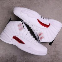 High Top Sneakers, White Red Colorway, Lace Up Design, Casual Gift for Sneaker Fans