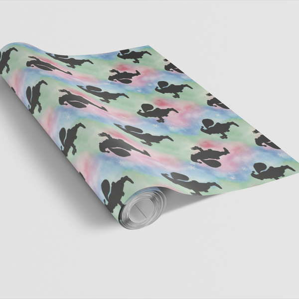 Watercolor Santa Gift Wrap, Santa Silhouette Wrapping Paper, Christmas Holiday Wrapping Paper, Festive Xmas Wrapping Paper