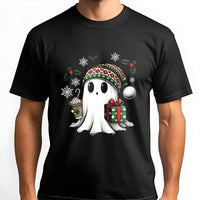 Spooky Holiday Graphic Tee, Adorable Ghost Christmas Shirt, Retro Christmas Ghost T-Shirt, Festive Winter Graphic Shirt, Adorable Xmas Ghost Present