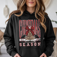 Christmas Season Hoodie, Leopard Print Bow Tree Hoodie, Adorable Coquette Holiday Tree Hooded Sweatshirt, Comfy Xmas Hoodie, Present for Women